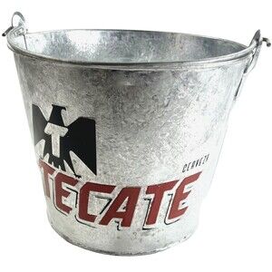 Tecate Logo Cerveza Galvanized Metal  Beer Bucket with Handle